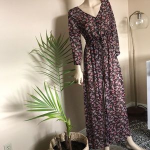 Forever21 Sheer Floral Botton Down Maxi with Slit